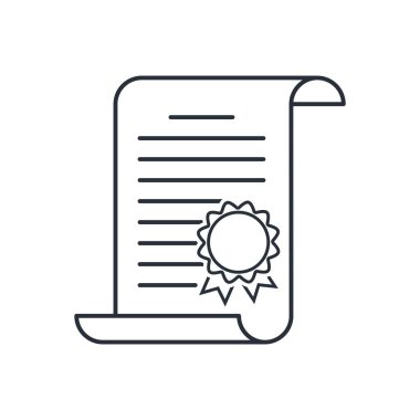 Damgalı belge. Beyaz arkaplanda izole edilmiş vektör doğrusal simgesi.