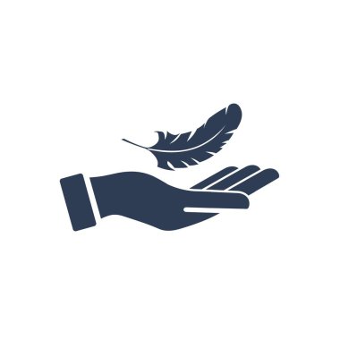 El ve tüy. Beyaz arkaplanda vektör simgesi izole edildi.