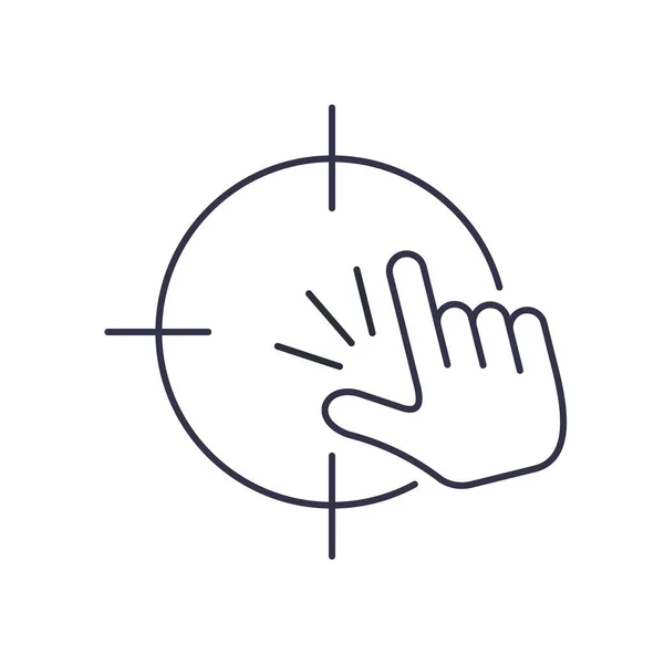 目标和手指指尖 白色背景上孤立的矢量线性图标 — 图库矢量图片