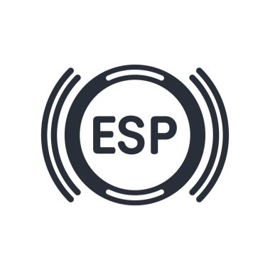 Elektronik stabilizasyon programı. Beyaz arkaplanda izole edilmiş vektör doğrusal simgesi.