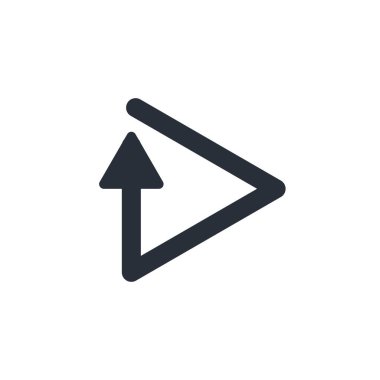 İlerleyin. Üçgen ok işaretçisi. Beyaz arkaplanda vektör simgesi izole edildi.