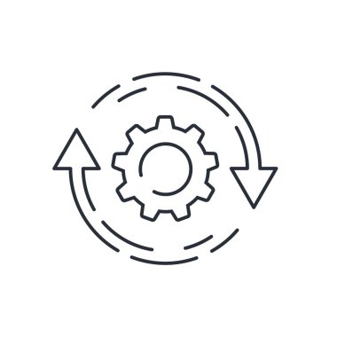 Ok dönüşü ve teknoloji. Beyaz arkaplanda izole edilmiş düz vektör doğrusal simgesi.