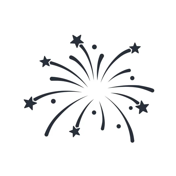 Fireworks Festive Happy Event Vector Linear Icon Isolated White Background — Stock Vector