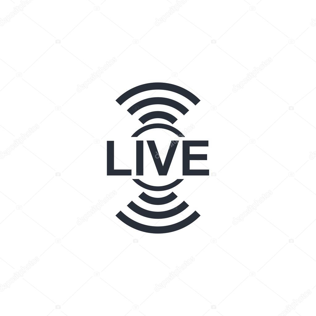 Live online streaming, logo. Flat vector icon isolated on white background.