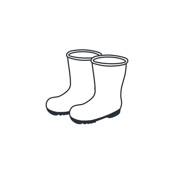 Rubber Boots Vector Icon Isolated White Background — Stock Vector