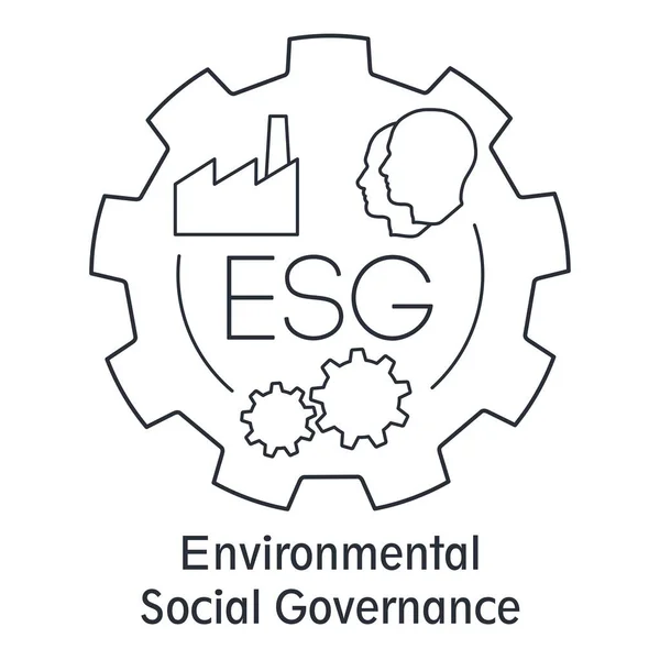 Esg Sociale Governance Milieugebied Vector Lineair Pictogram Geïsoleerd Witte Achtergrond — Stockvector