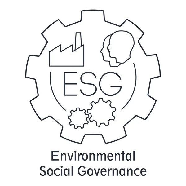 ESG Çevre Sosyal Yönetimi. Beyaz arkaplanda izole edilmiş vektör doğrusal simgesi.