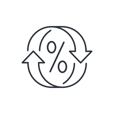 Faiz oranları değişiyor. Beyaz arkaplanda izole edilmiş vektör doğrusal simgesi.