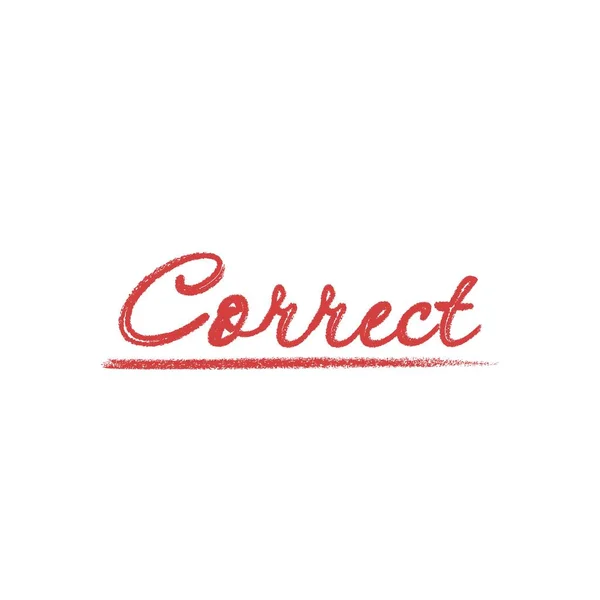 Palabra Correcta Imitación Lápiz Rojo Con Subrayado Icono Vectorial Aislado — Vector de stock