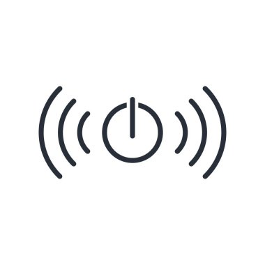 Güç düğmesi ve canlı yayın. Vektör doğrusal simgesi beyaz arkaplanda izole edildi.