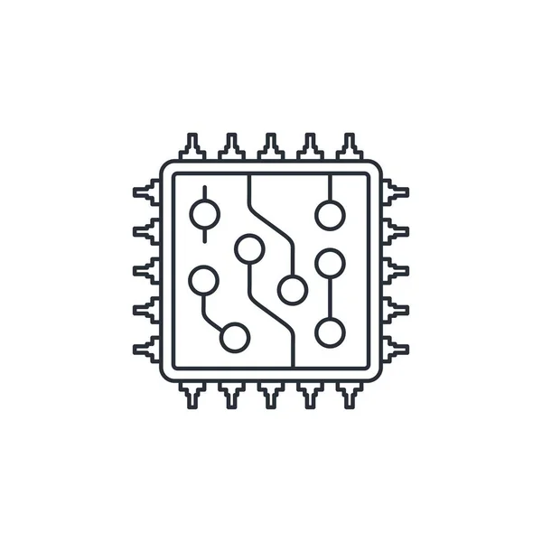 Microcircuito Electrónico Icono Lineal Vectorial Aislado Sobre Fondo Blanco — Archivo Imágenes Vectoriales