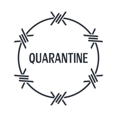 Yuvarlak dikenli teller. Karantinaya alın. Beyaz arkaplanda izole edilmiş vektör doğrusal simgesi.