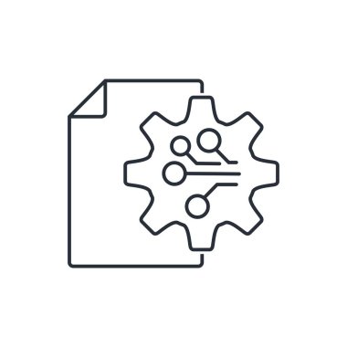 Elektronik veri işleme sistemi. Beyaz arkaplanda izole edilmiş vektör doğrusal simgesi.