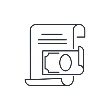 Belge anlaşması ve çabuk para. Beyaz arkaplanda izole edilmiş vektör doğrusal çizim.