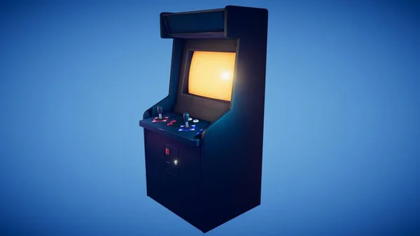 Retro Arcade Makinesi Ile Mavi Arka Plan Tam — Stok fotoğraf