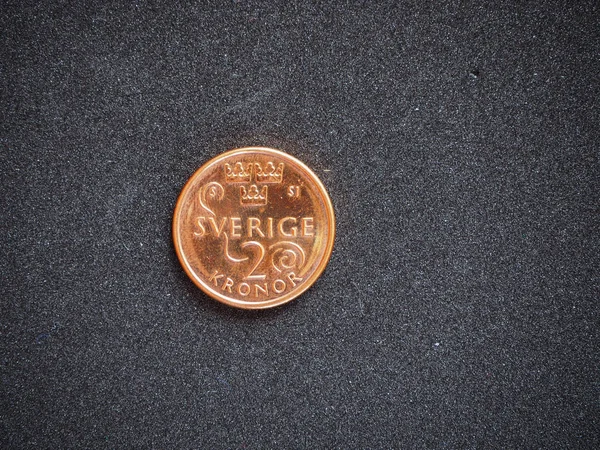 Swedish Krona Coin Sverige Kronor Isolated Black Background — Stock Photo, Image