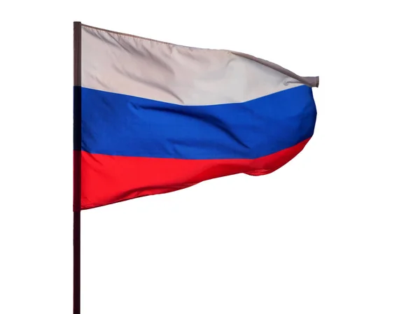 風に揺るがするロシア連邦の国旗 白い背景に隔離 — ストック写真