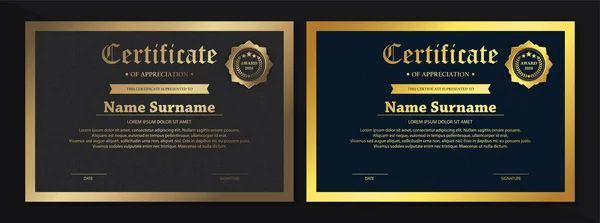 Certificado Apreciação Luxo Melhor Conjunto Diploma Prêmio — Vetor de Stock