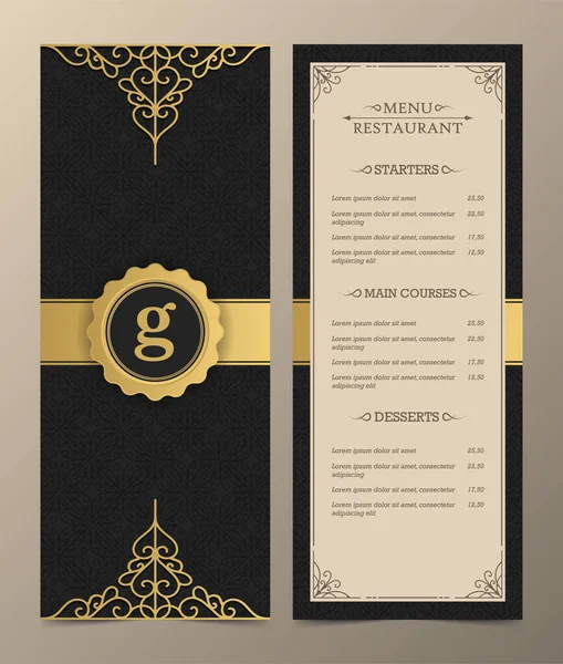 Luxury Menu Layout Ornamental Elements — Stock Vector