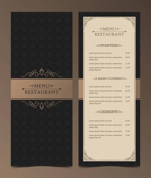 Mise Page Menu Avec Des Éléments Ornementaux — Image vectorielle