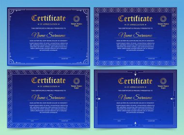 Modern mavi renkli zarif sertifika
