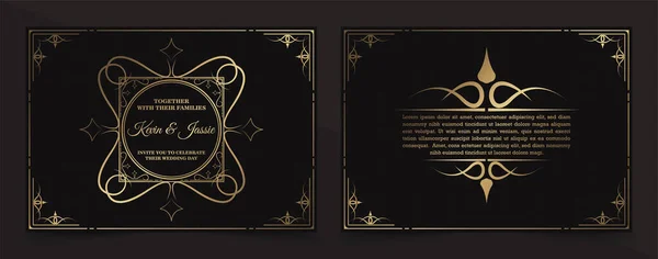 Розкішний Вінтажний Золотий Вектор Запрошення Картка Шаблон — стоковий вектор