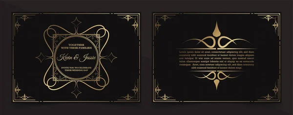 Luxe Vintage Gouden Vector Uitnodigingskaart Template — Stockvector