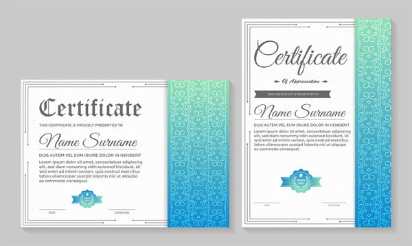 Modèle Certificat Classique Avec Dégradé Couleurs Bleues — Image vectorielle