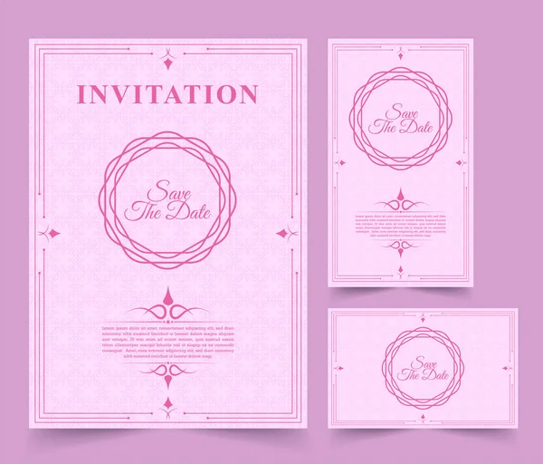 Colección Tarjeta Invitación Vector Diseño Estilo Vintage Con Color Rosa — Archivo Imágenes Vectoriales