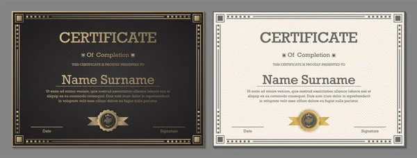 Plantilla Certificado Oro Negro — Vector de stock