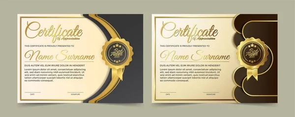 Diseño Plantilla Certificado Negro Dorado Premium — Archivo Imágenes Vectoriales