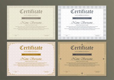 Sertifika. Şablon diploması para birimi sınır. Ödülü arka plan hediye çeki. Vektör çizim.