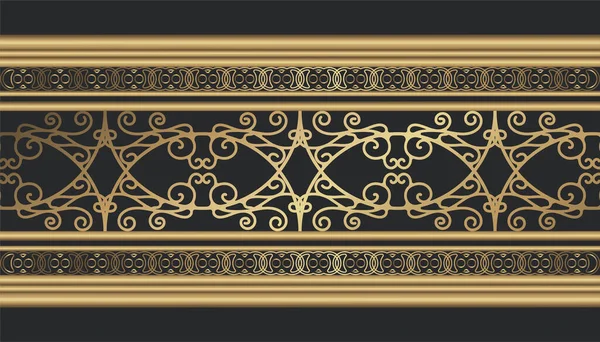 豪華な招待状 バックゴールデン装飾国境線 — ストックベクタ