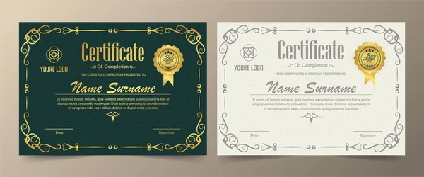 Plantilla Certificado Apreciación Con Borde Dorado Vintage Vector — Archivo Imágenes Vectoriales