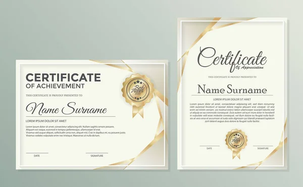 Zawodowy Wzór Certyfikatu Projekt Przyznania Dyplomu — Wektor stockowy
