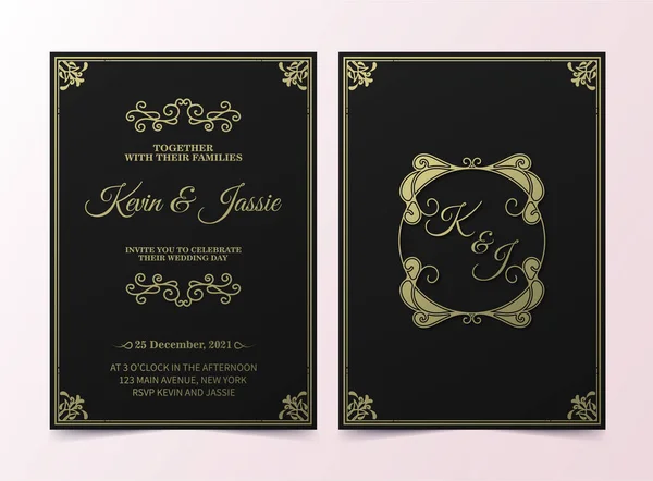 Invitation Mariage Rétro Sur Fond Sombre — Image vectorielle