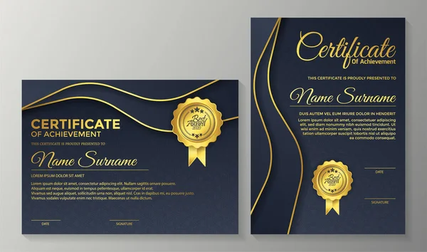 Дизайн Шаблону Преміум Золотого Чорного Сертифіката — стоковий вектор