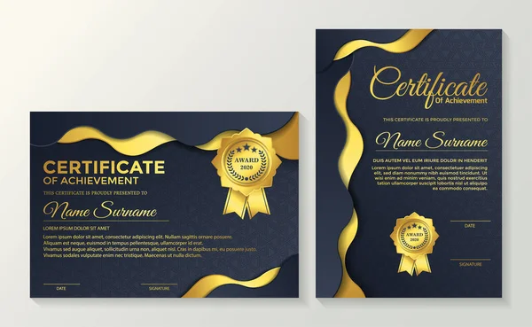 Premium Gouden Zwart Certificaat Template Ontwerp — Stockvector