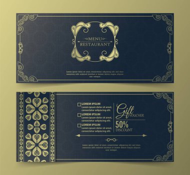 Menü restoranı lüks hediye çeki tasarımı şablonu