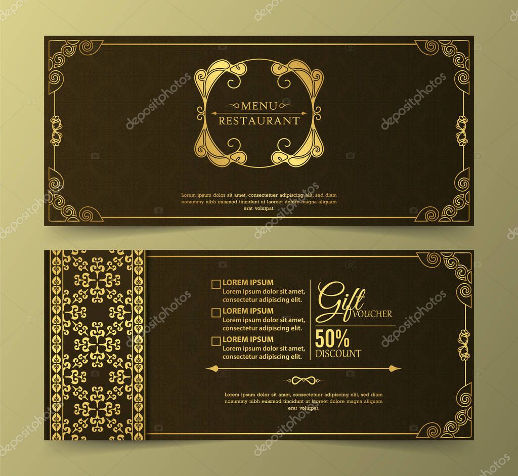 Menu restaurant luxury gift voucher design template