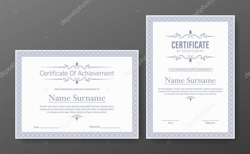 Certificate of achievement with classic frame