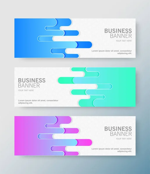 Conjunto Banners Empresariales Modernos Con Forma Fondo Redondo — Vector de stock