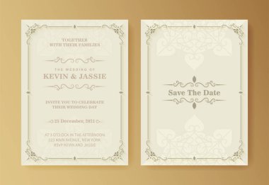 Retro wedding invitation on white background clipart