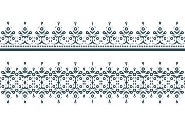 Süslü El Çizimi Sınır Dekorasyonu Çiçek Ayrıştırıcı Tasarım Elementi Deseni