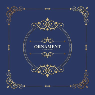 Zarif Altın Vintage Davet ve Kutlama Kartı Tasarımı Çerçevesi