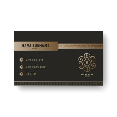 Zarif Koyu Altın Kart Şablonu Çiçek B Baş Logosu