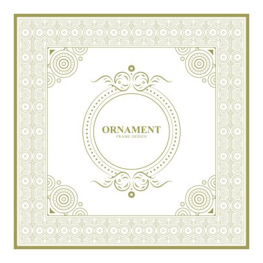 Girdap Elementleri ve Kenarlığı olan Klasik Dairesel Süsleme Çerçeve Tasarımı