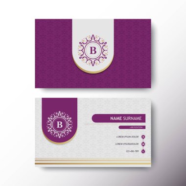 Profesyoneller için Zarif Mor ve Altın desenli iş kartı modeli