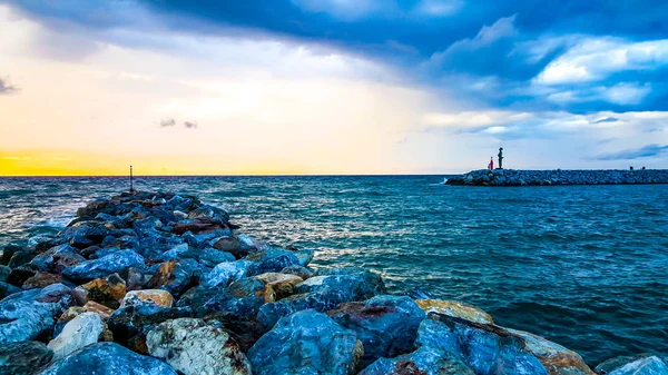 Muy Hermosa Vista Mar Toscana Puesta Sol — Foto de Stock