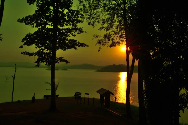Sonnenuntergang See Und Schöne Natur — Stockfoto